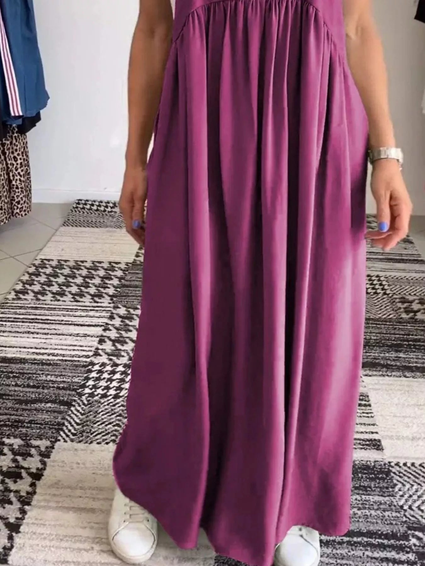 Ruched Wide Strap Overall Maxi Dress - product image 9