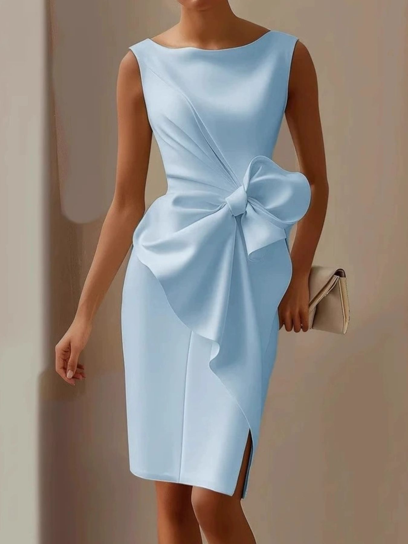 Full Size Bowknot Front Sleeveless Dress Plus Size view 10 - Shopiebay