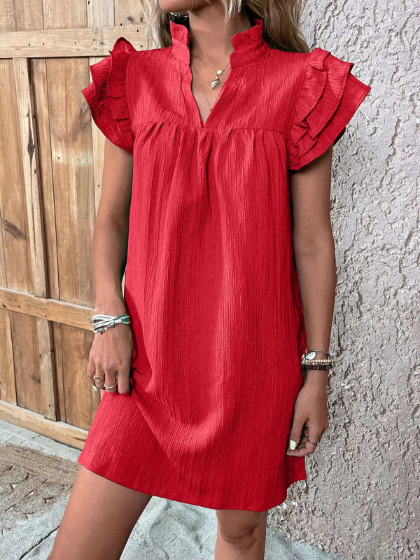 Ruffled Notched Cap Sleeve Mini Dress - product image 22