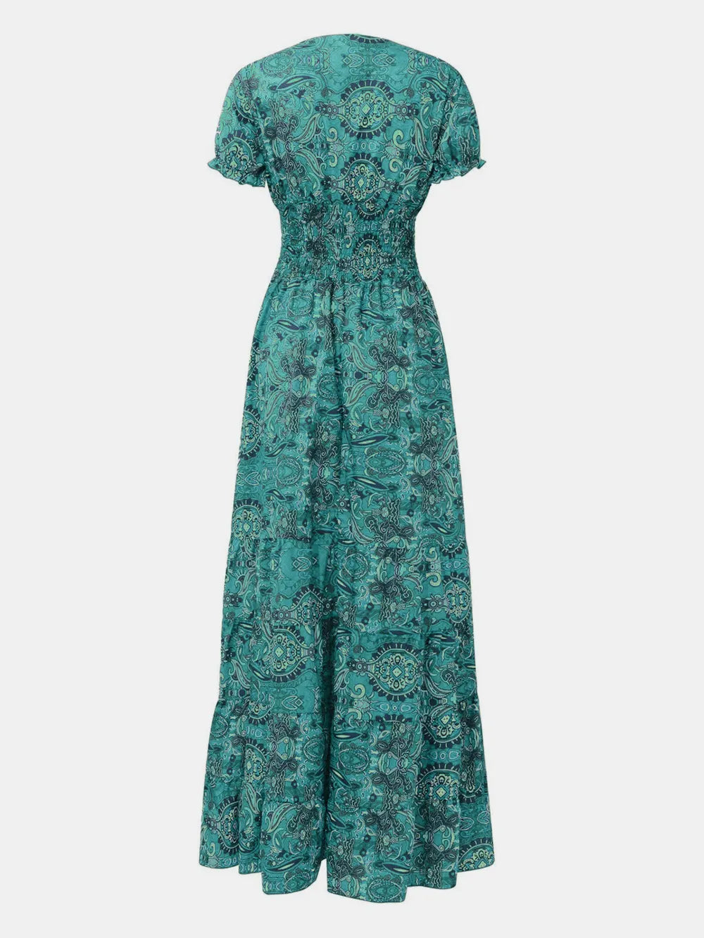 Smocked Printed V-Neck Short Sleeve Dress - product image 12