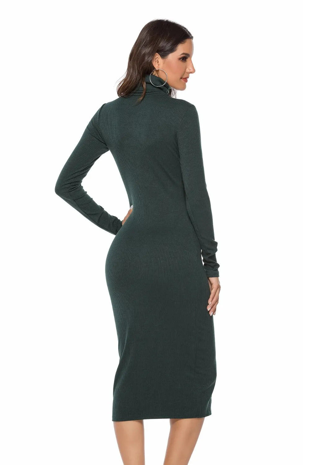Ribbed Turtleneck Long Sleeve Dress - product image 7
