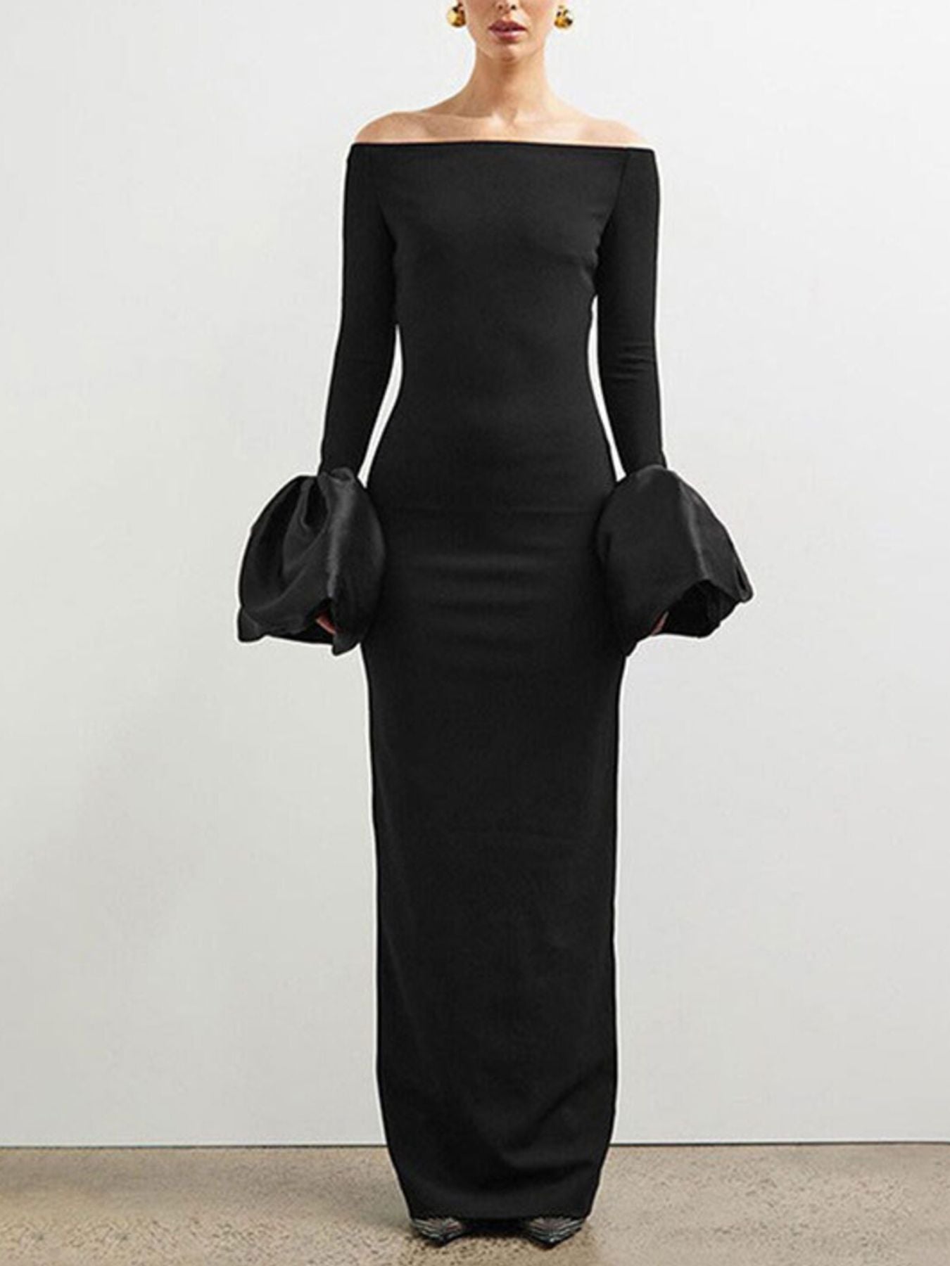 Off-Shoulder Flounce Sleeve Maxi Dress Main image