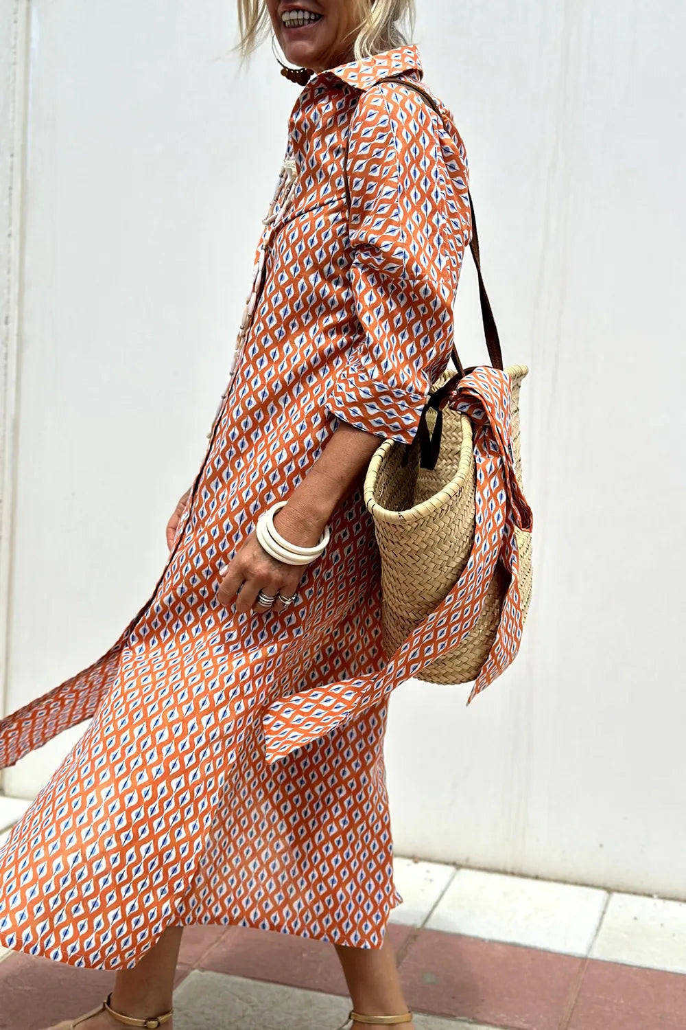 Tied Button Up Three-Quarter Sleeve Dress - product image 11