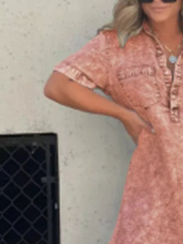 Full Size Raw Hem Short Sleeve Dress Plus Size - product image 10