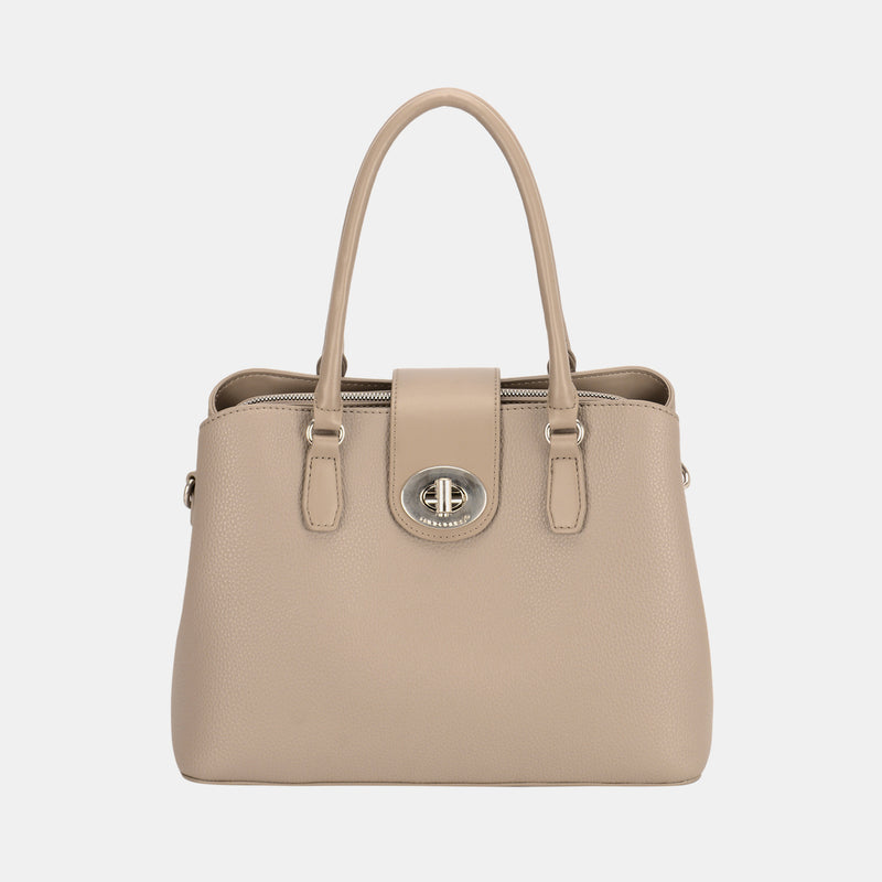 David Jones PU Leather Twist-Lock Tote Bag