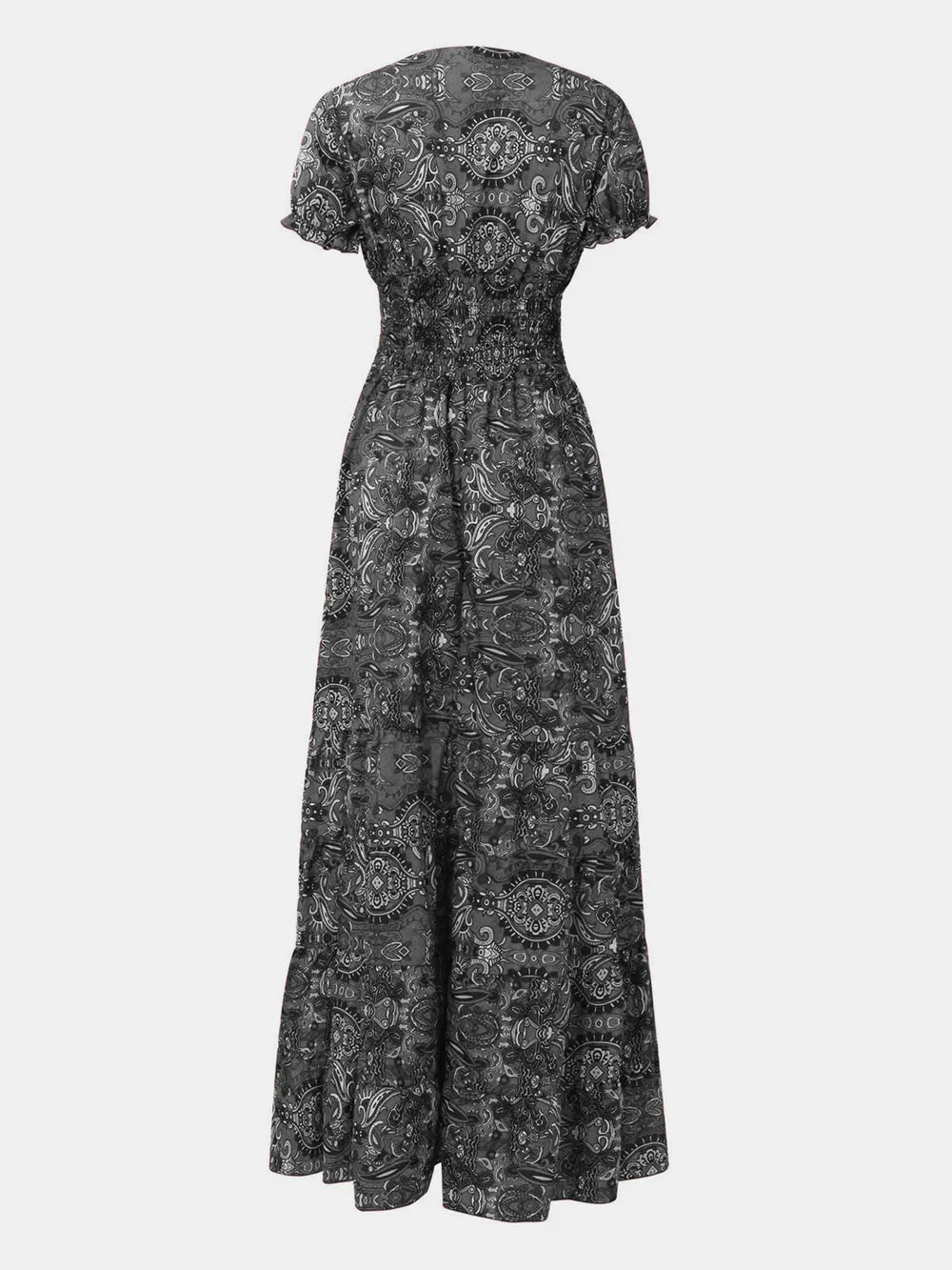 Smocked Printed V-Neck Short Sleeve Dress - product image 9