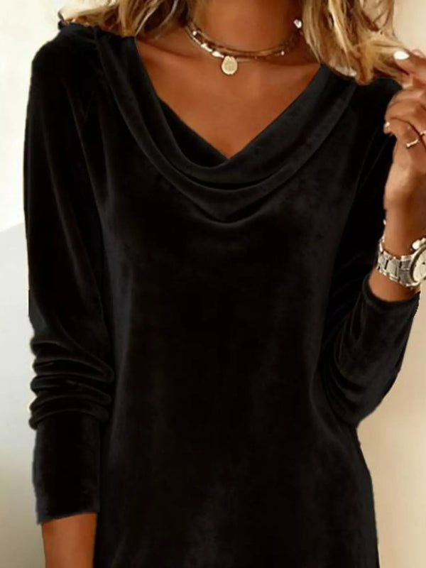 Velvet Cowl Neck Long Sleeve Mini Dress - product image 20