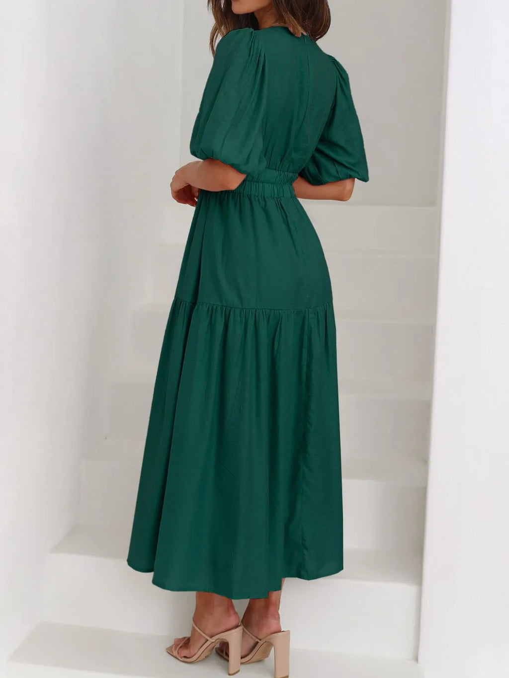V-Neck Puff Sleeve Midi Dress - product image 23