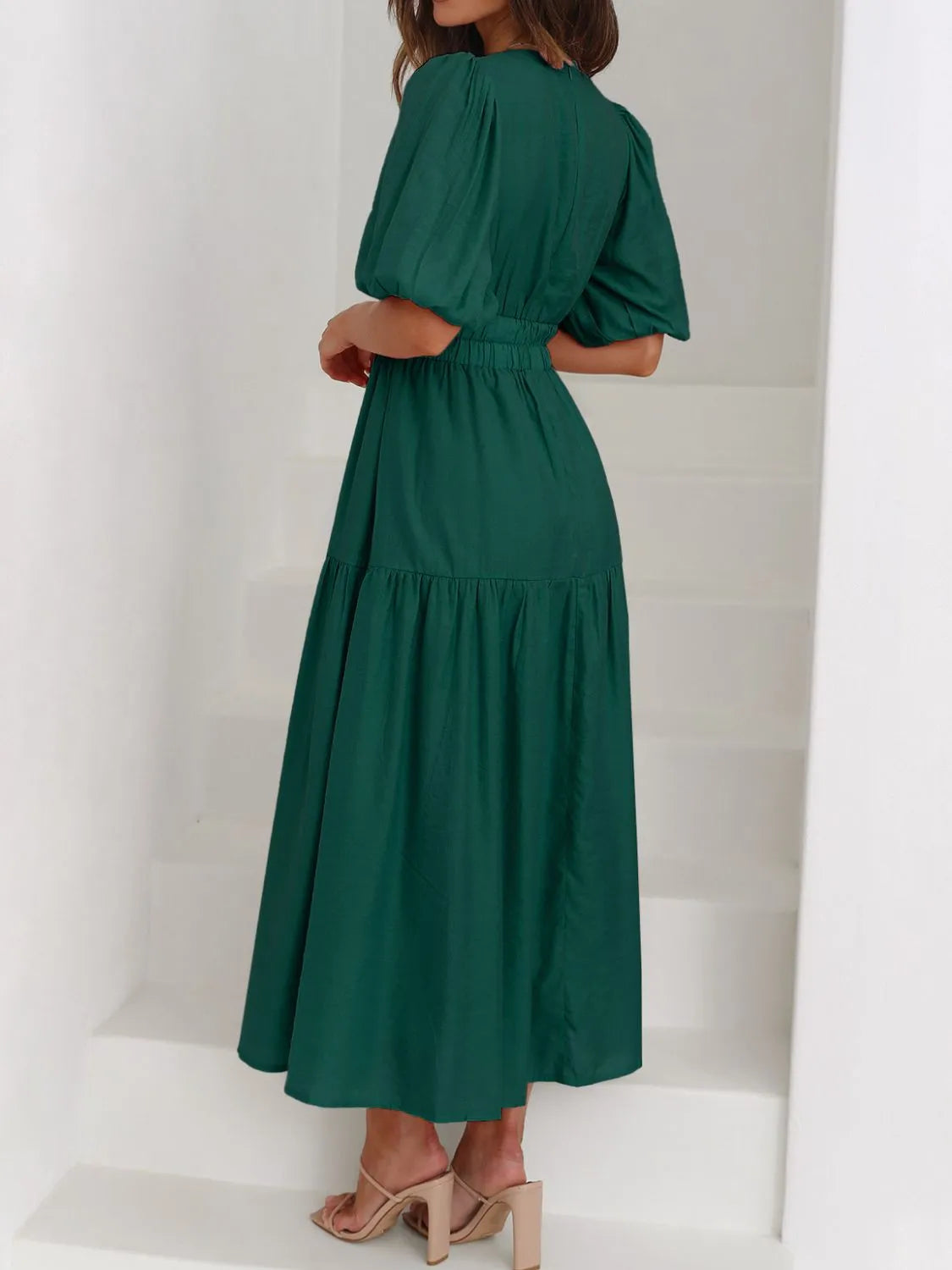 V-Neck Puff Sleeve Midi Dress - product image 23