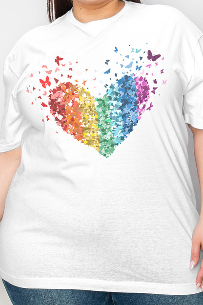 Simply Love Full Size Rainbow Heart Graphic T-Shirt