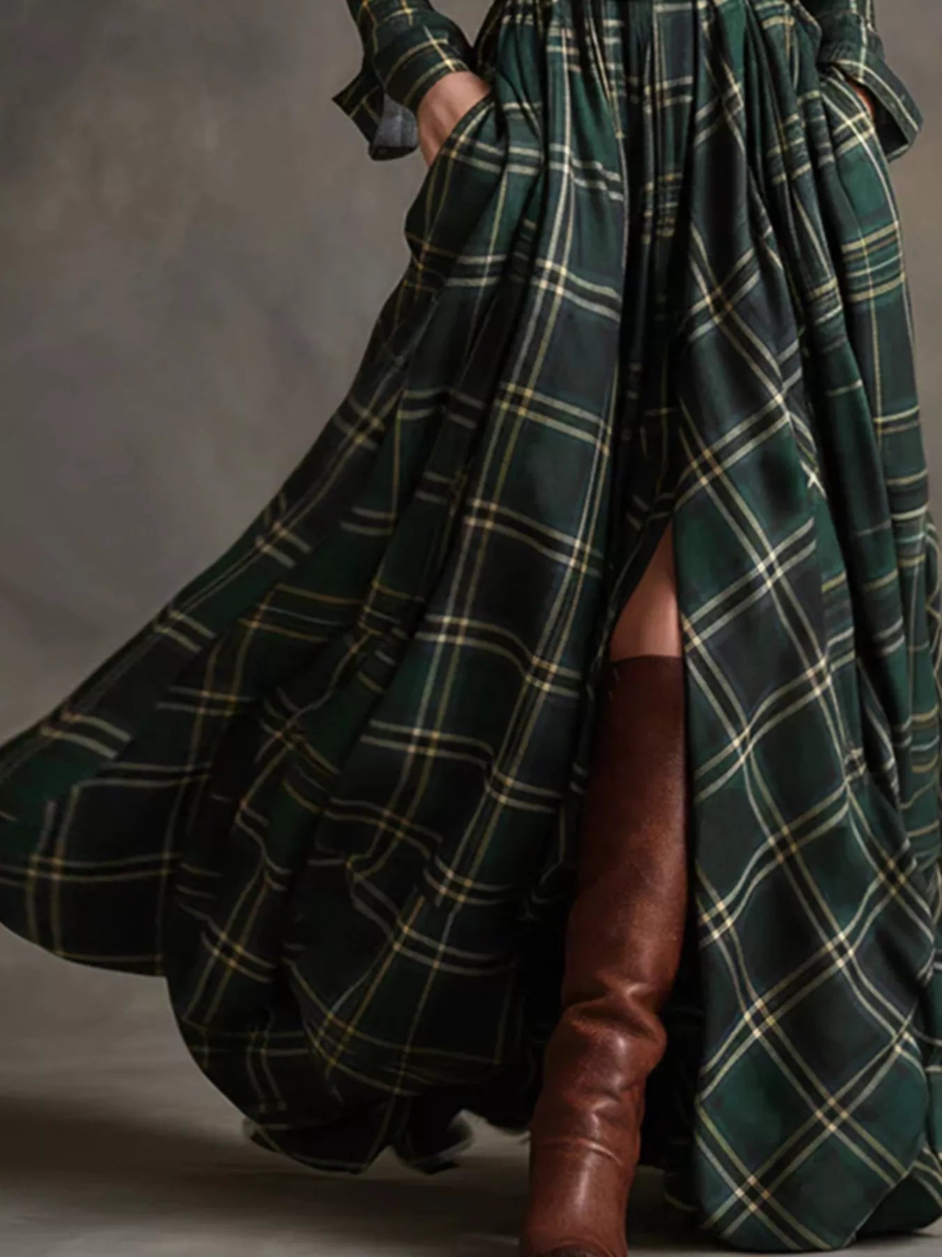 Plaid Button Front Maxi Shirt Dress view 6 - Shopiebay