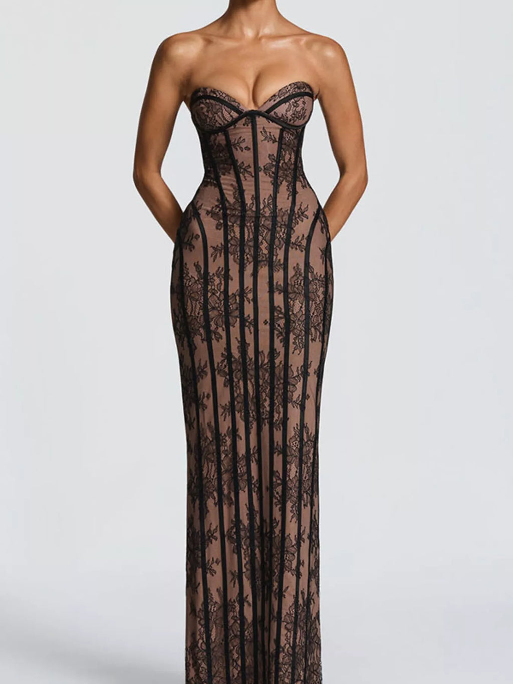 Lace Up Back Strapless Maxi Dress - product image 13