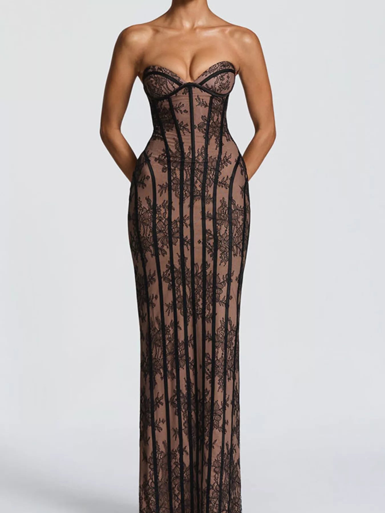 Lace Up Back Strapless Maxi Dress - product image 13