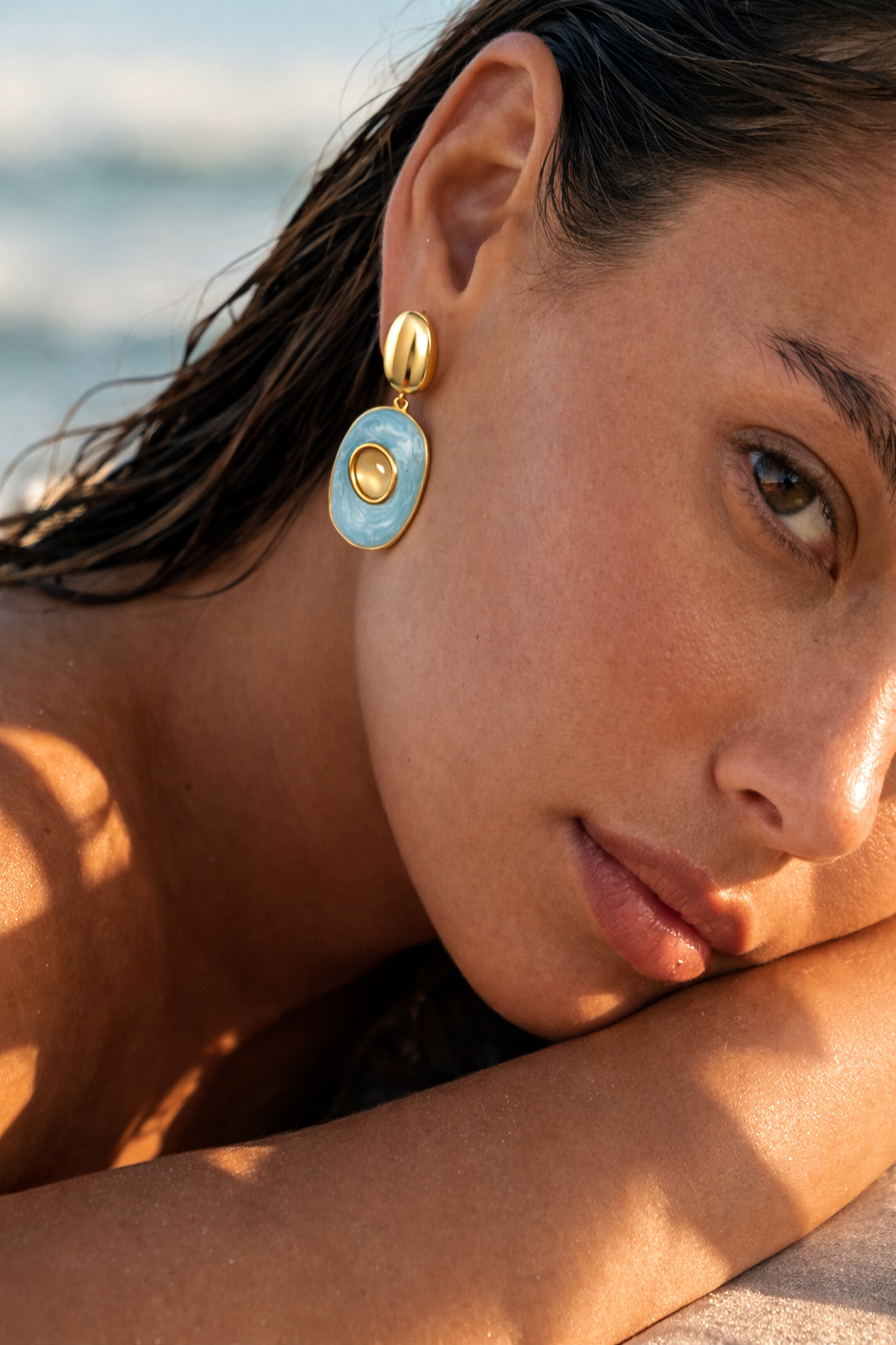 Glenda Light Blue Drop Earring Secondary image