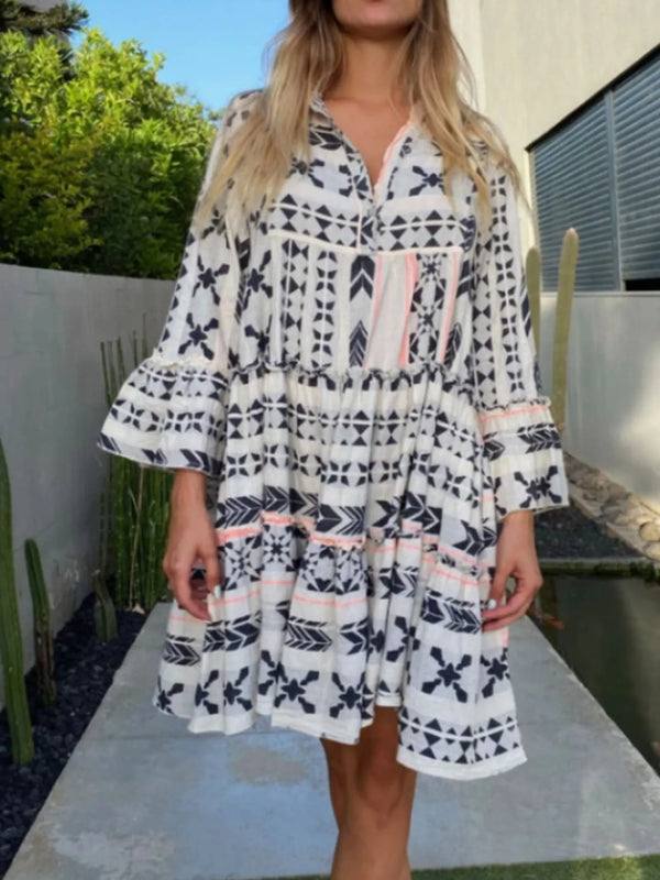 Printed Tiered Babydoll Dress - product image 6
