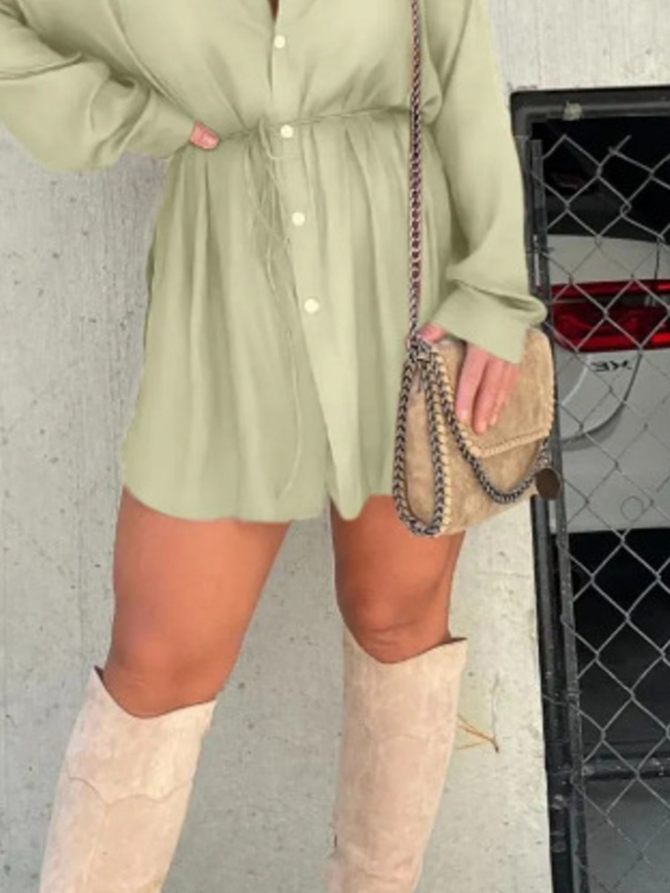 Full Size Button-Down Mini Shirt Dress Plus Size view 5 - Shopiebay