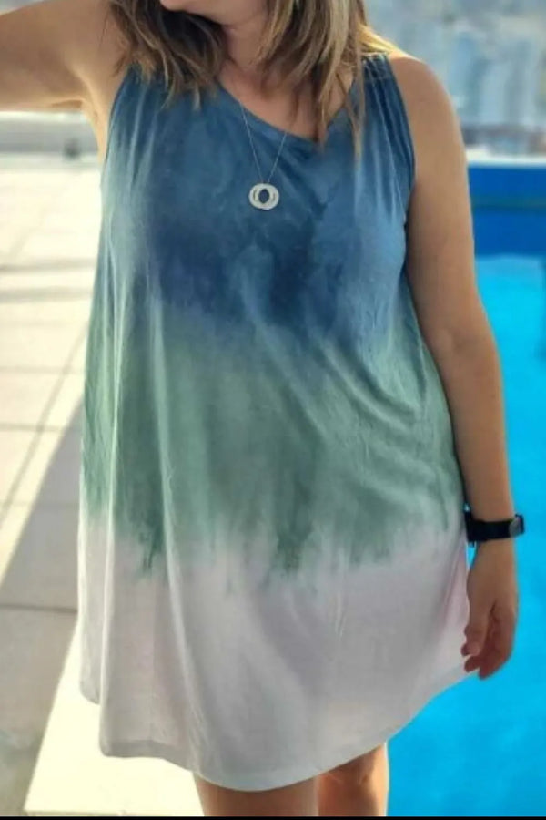 Tie-Dye Sleeveless Mini Tank Dress view 5 - Shopiebay