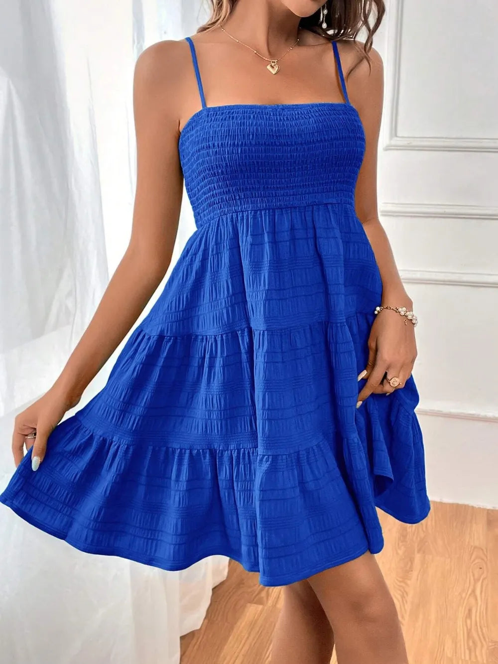 Smocked Tiered Sleeveless Mini Dress - product image 3