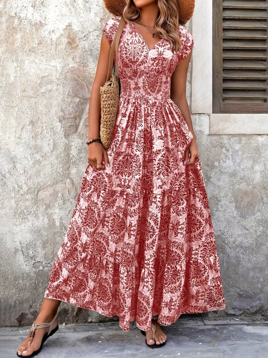 Printed Cap Sleeve Maxi Dress - product image 16