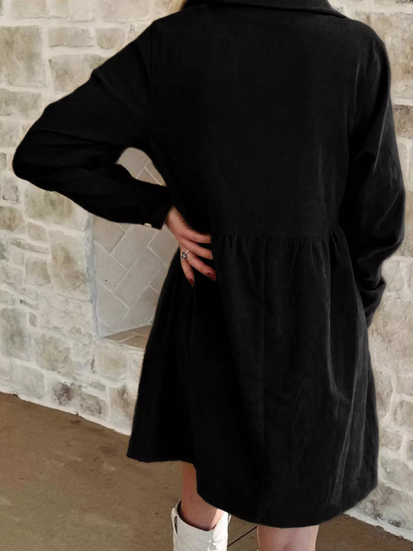 Casual Corduroy Button Detail Mini Dress - product image 6