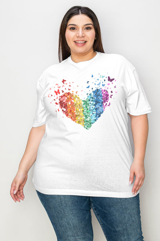 Simply Love Full Size Rainbow Heart Graphic T-Shirt