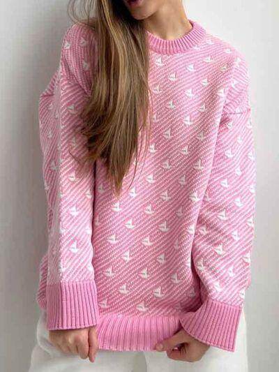 Contrast Round Neck Long Sleeve Sweater for Women Fashion Main image