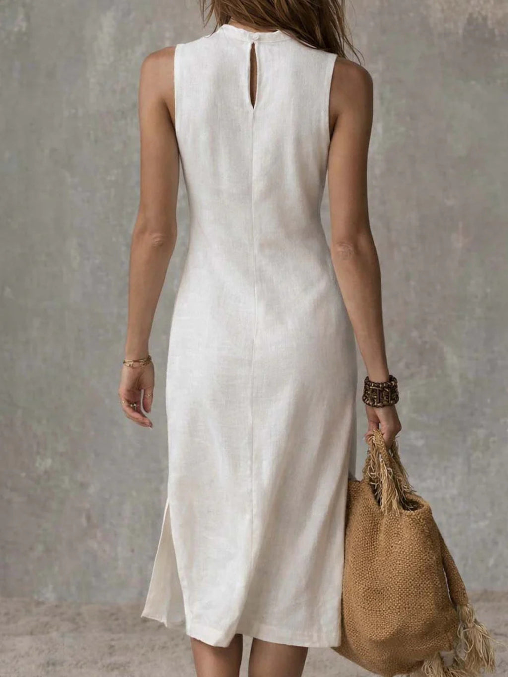 Full Size Sleeveless Mock Neck Slit Midi Dress Plus Size - product image 4
