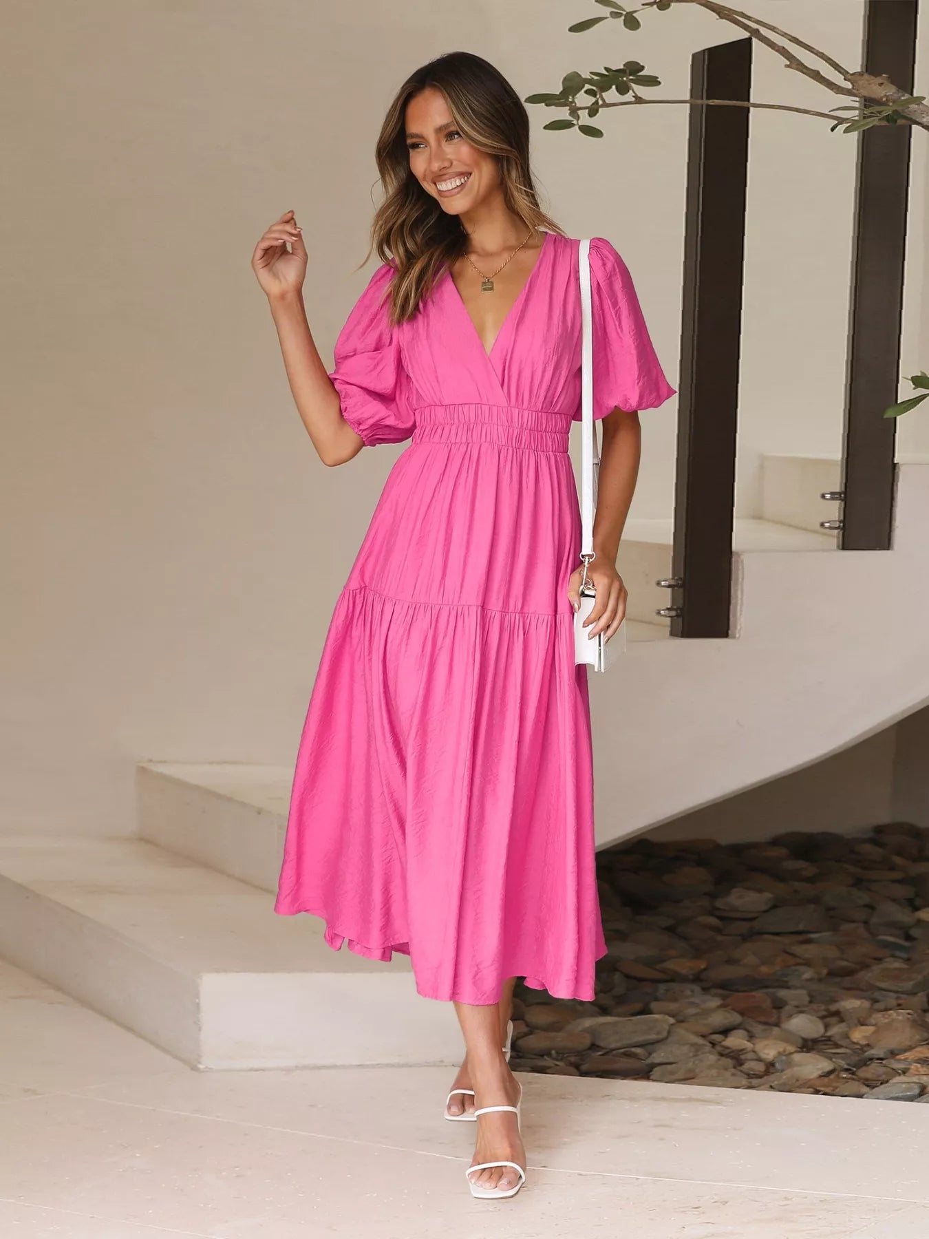 Tiered Puff Sleeve Midi Dress Main image