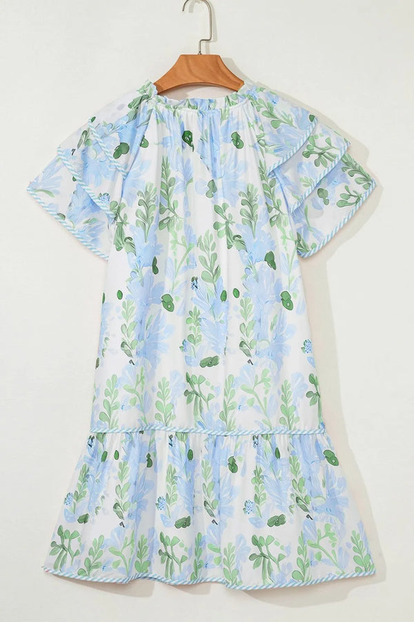Floral Contrast Edge Layered Short Sleeve Mini Dress - product image 20
