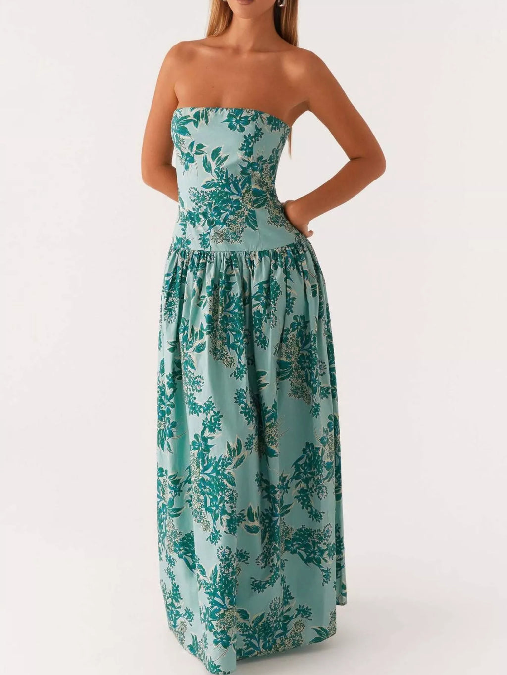 Ruched Printed Tube Maxi Dress - product image 3