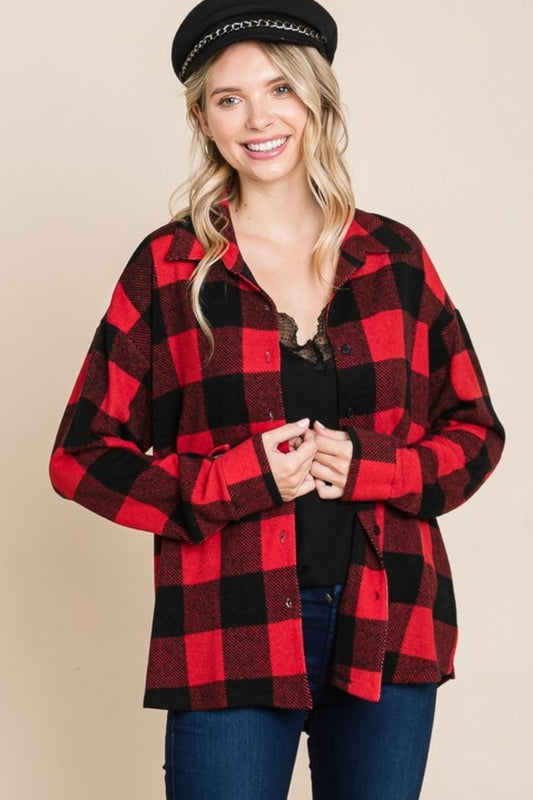 Super Lady Plaid Button Up Long Sleeve Shirt