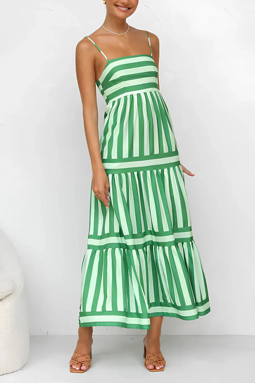 Striped Tiered Maxi Cami Dress Secondary image