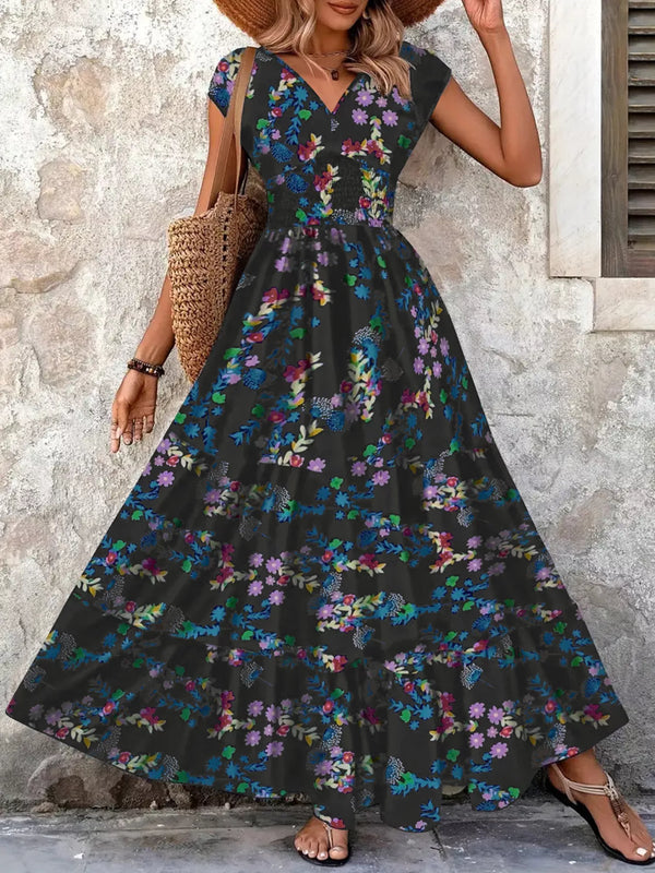 Plus Size Floral V-Neck Cap Sleeve Maxi Dress - product image 6
