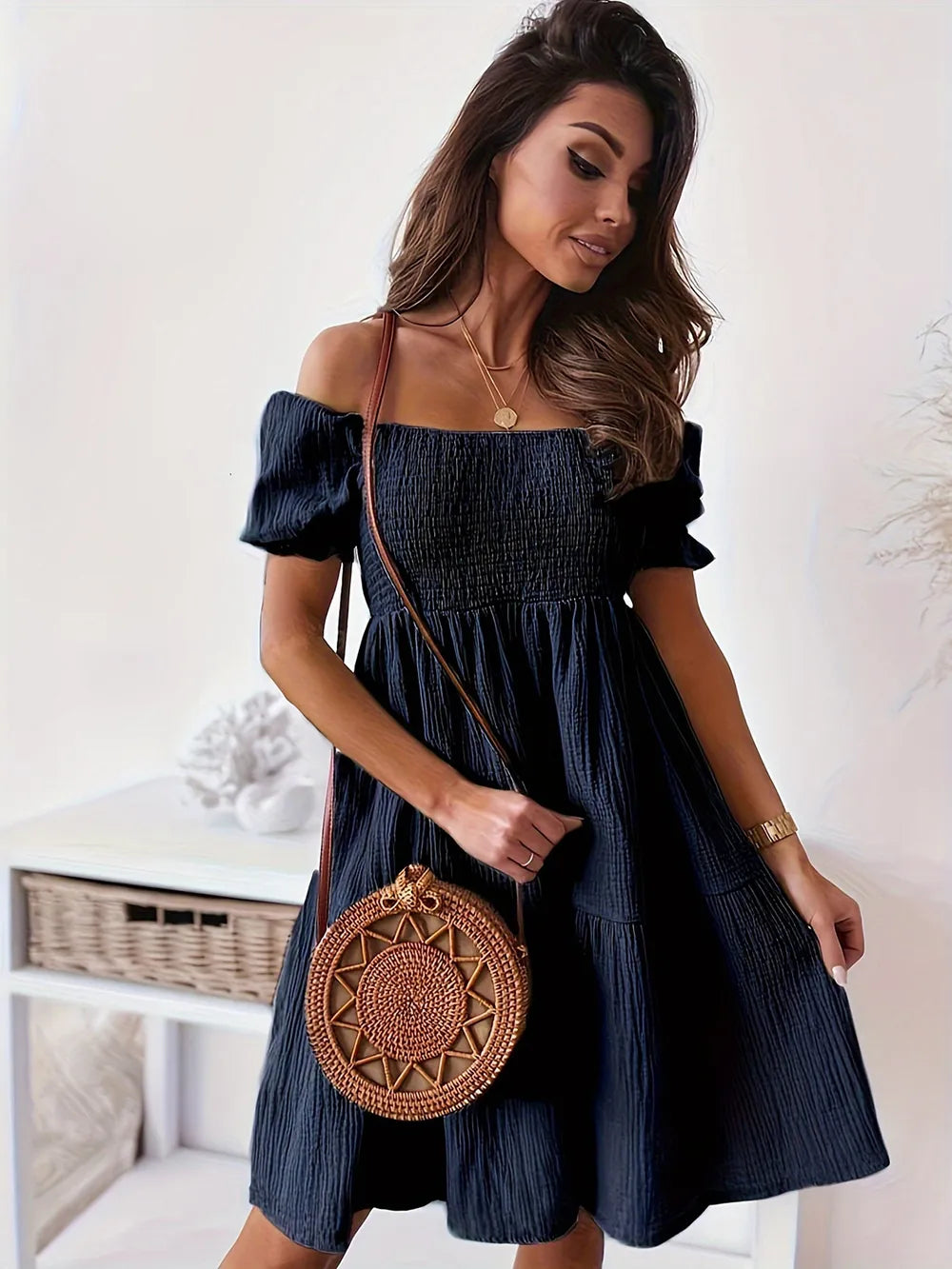 Ruffled Off-Shoulder Short Sleeve Dress - product image 18