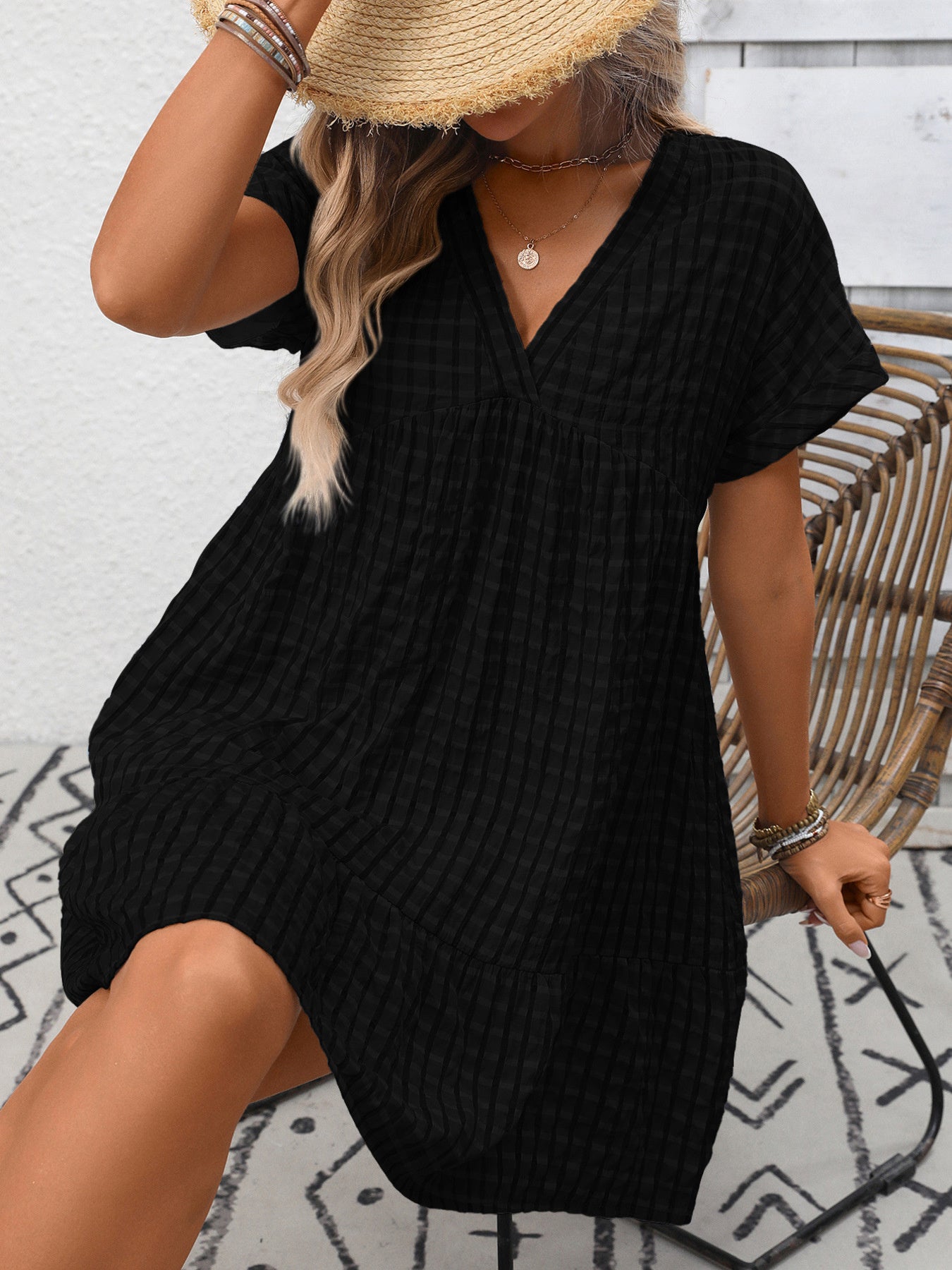 Plaid V-Neck Ruffle Hem Mini Dress - product image 20