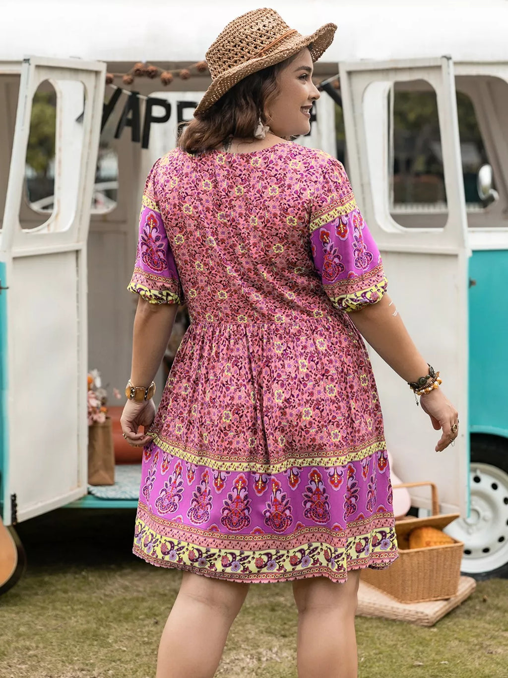 Plus Size Floral V-Neck Mini Dress - product image 11