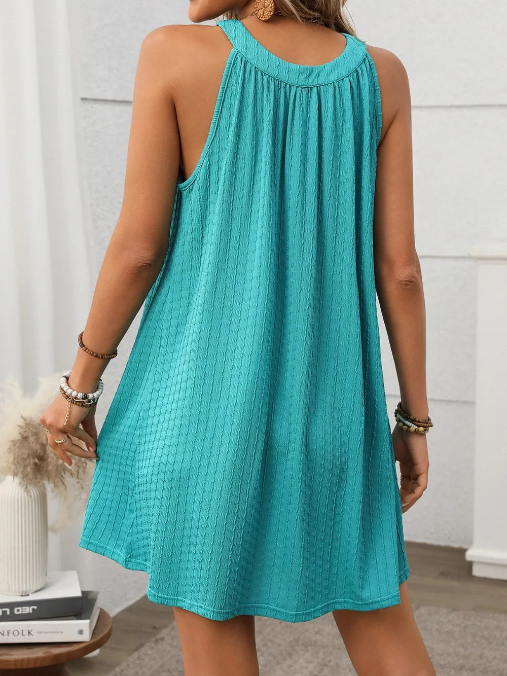 Textured Grecian Neck Mini Dress - product image 14