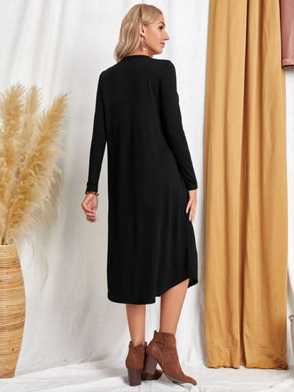 Pocketed Round Neck Long Sleeve Tee Dress view 12 - Shopiebay