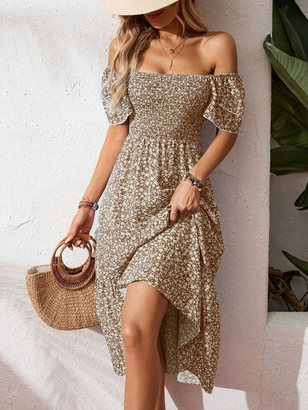 Floral Print Smocked Ruffle Sleeves Dress - product image 15
