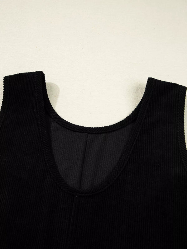 Corduroy Sleeveless Mini Dress with Patched Pockets - product image 4