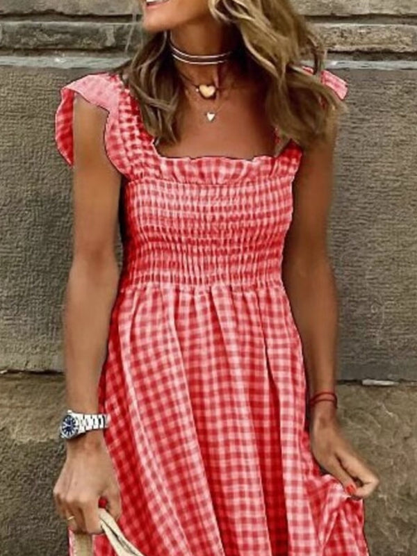 Plaid Ruffle Sleeve Maxi Dress - product image 6