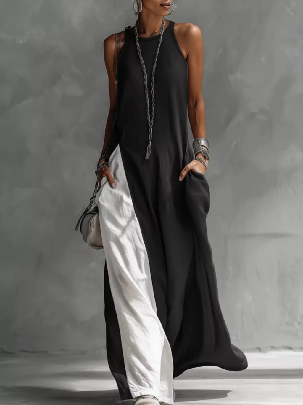 Two-Tone Sleeveless Maxi Dress - product image 8