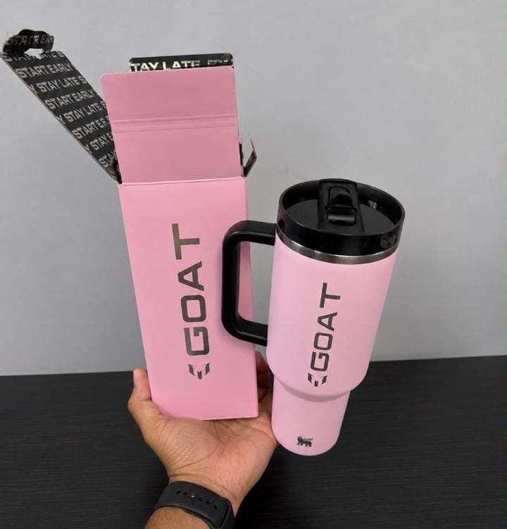 Pink Insulated Tumbler Cup with Handle & Straw-Free Lid – Travel Coffee & Water Cup