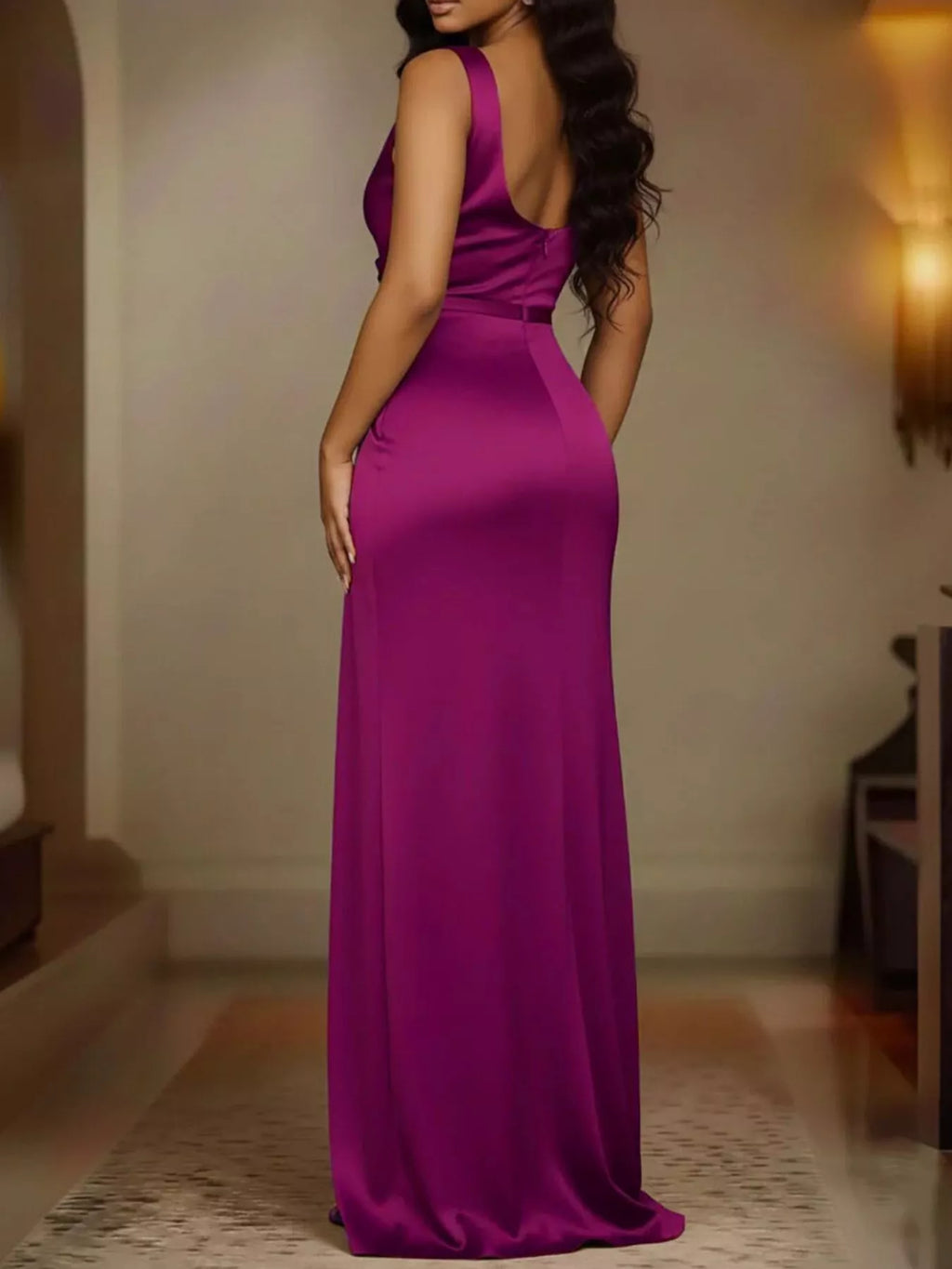 Full Size Satin Cowl Neck High Slit Maxi Dress Plus Size - product image 16