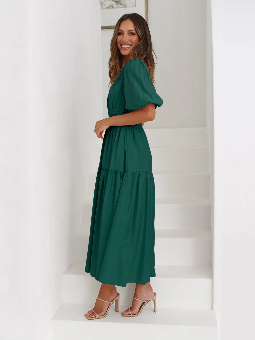 Tiered Surplice Half Sleeve Midi Dress - product image 10