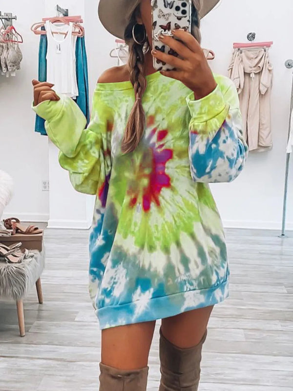 Tie-Dye Round Neck Long Sleeve Dress - product image 7