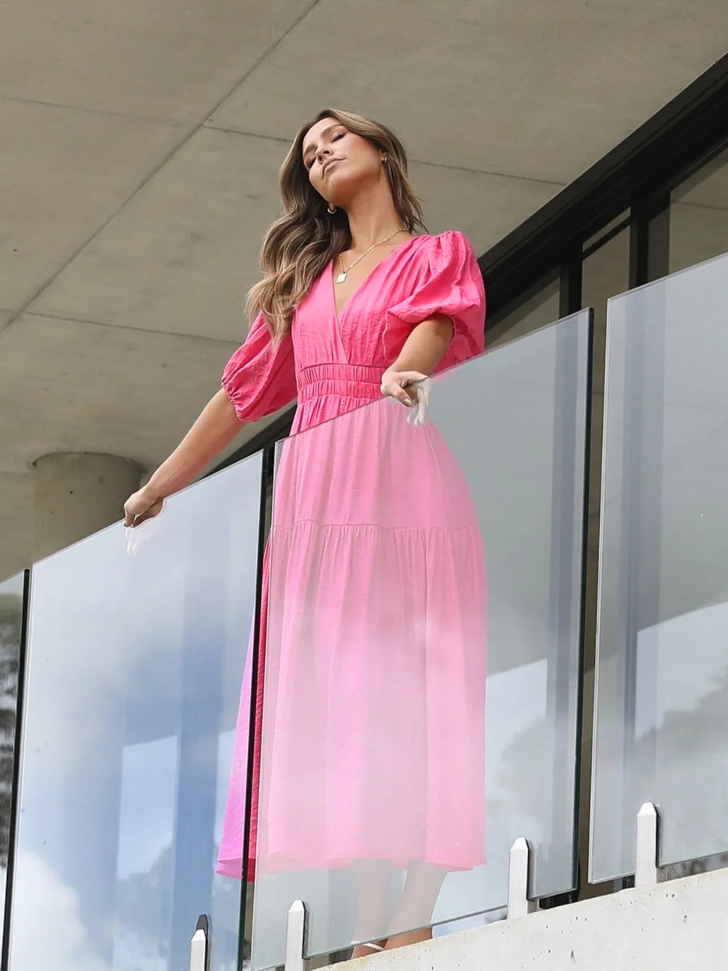Surplice Half Puff Sleeve Midi Dress - product image 4
