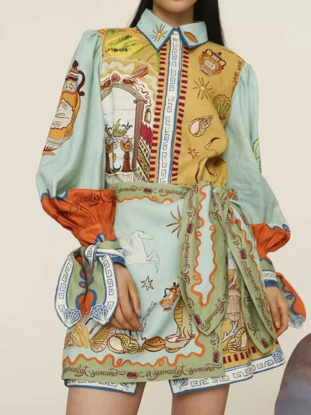 Printed Long Sleeve Shirt Dress - product image 5