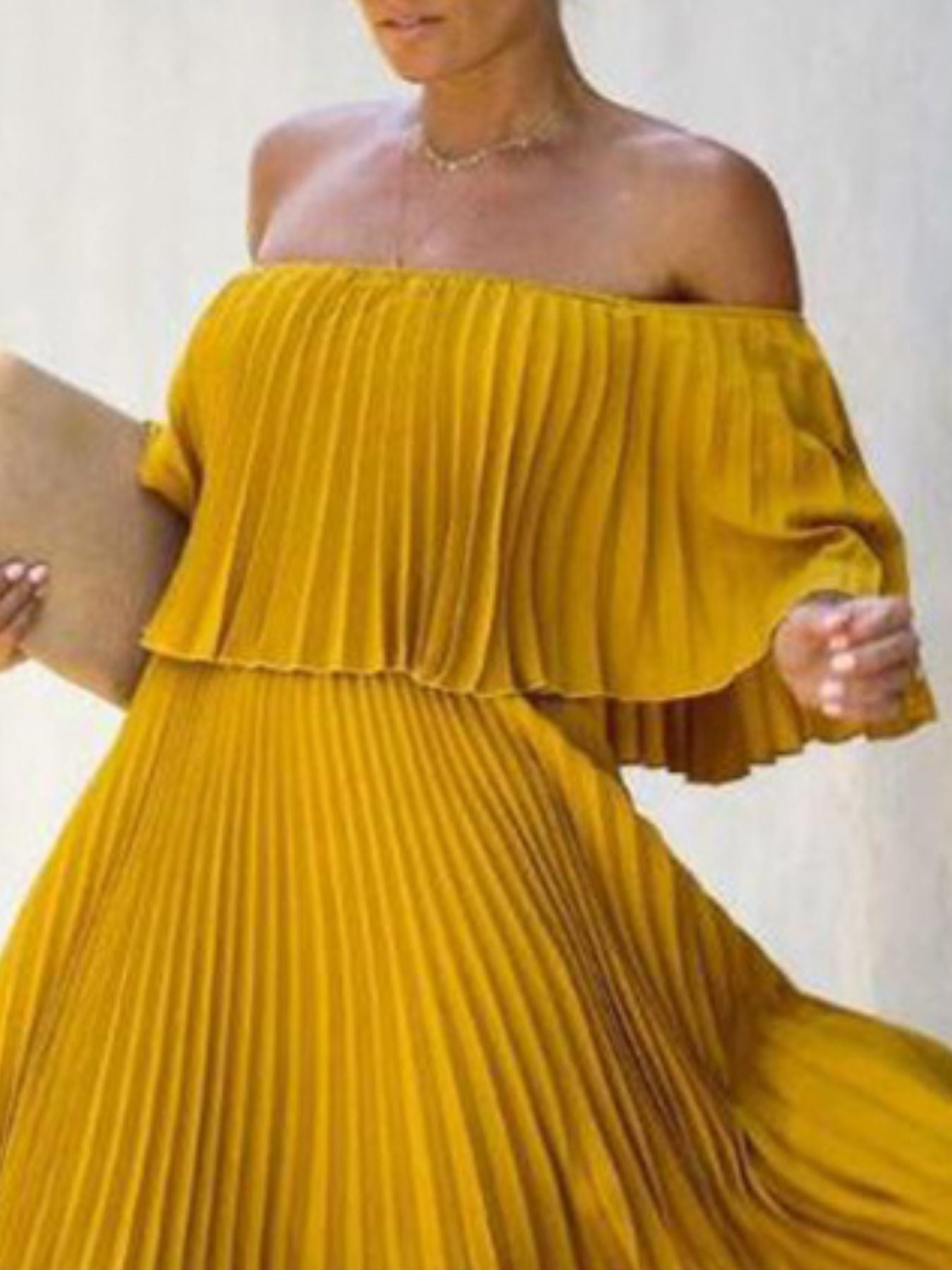 Full Size Off-Shoulder Pleated Maxi Dress Plus Size view 5 - Shopiebay