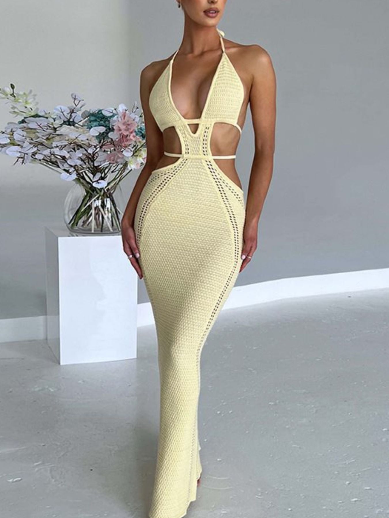 Halter Neck Cutout Knitted Maxi Dress Main image